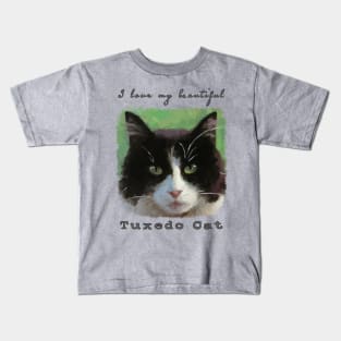 I Love My Beautiful Tuxedo Cat Kids T-Shirt